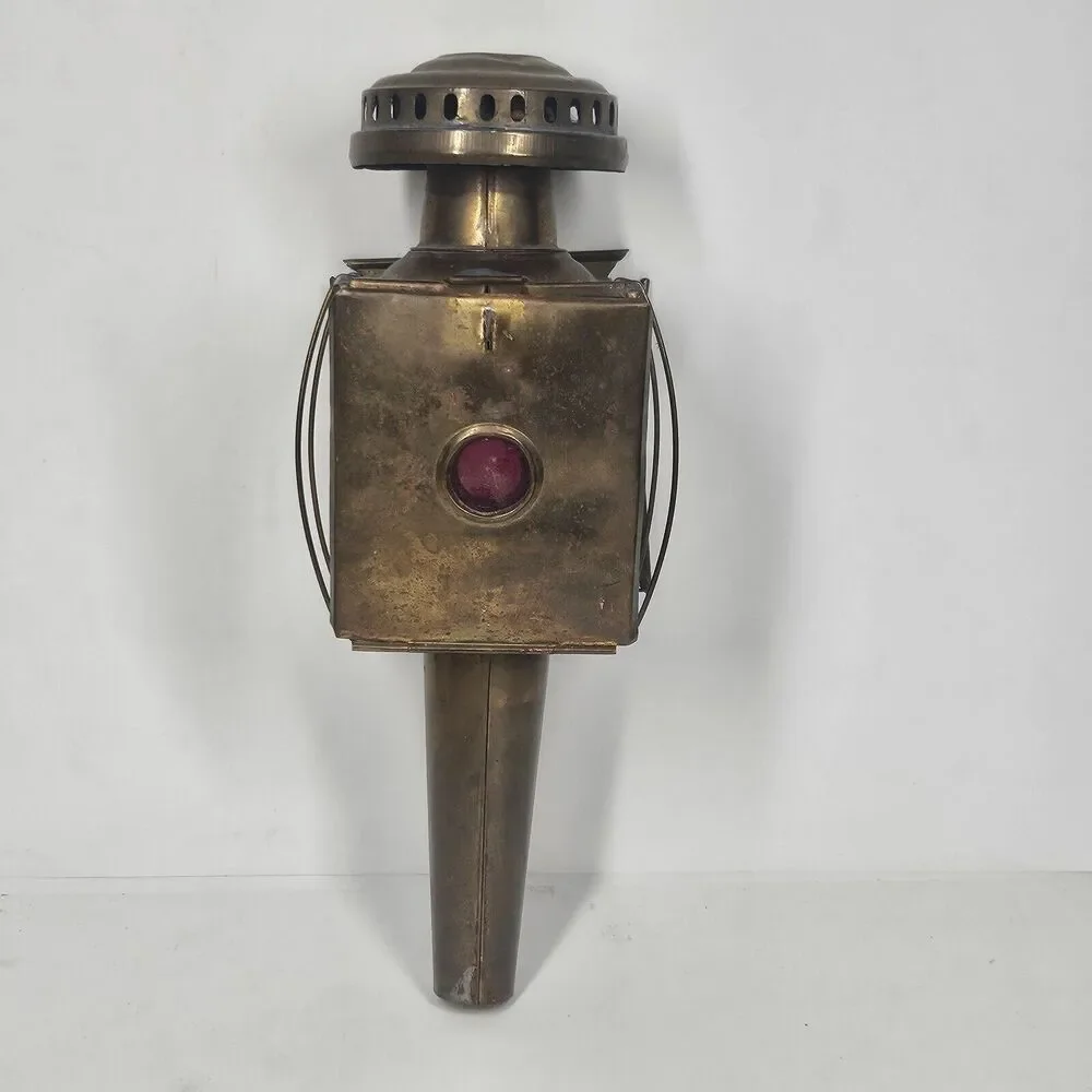 Brass Carriage Lamp Antique Coach Wall Light Fixture Glass